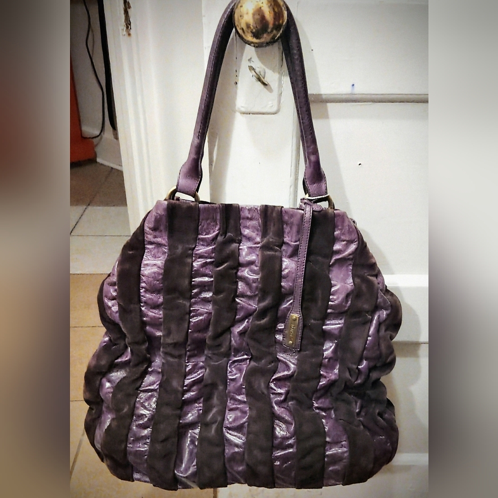 Abro Purple Handbag Shoulder Bag Crossbody Pocketbook Purse Made in Italy